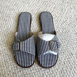 J Crew gingham Gretchen slide sandals